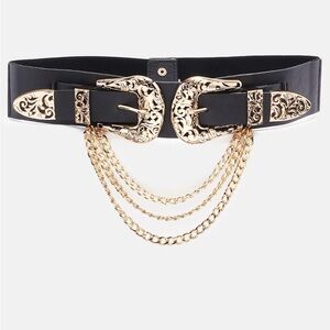 Elegant Black and Gold Chain Belt